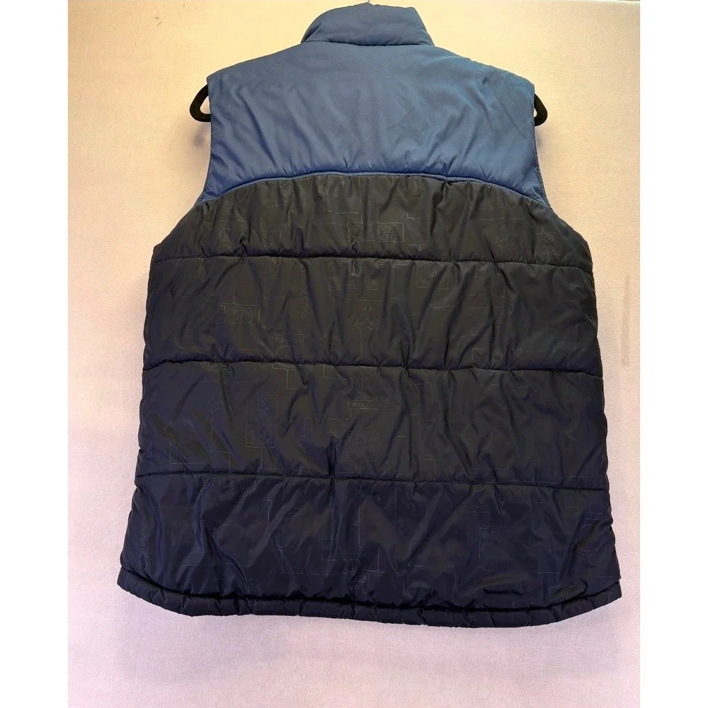 VTG Old Navy Mens XXL Puffer Vest Blue Two Tone Graphic Print Gorpcore Quilted